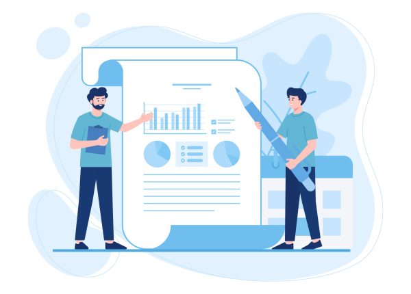 Men work as a team trending concept flat illustration